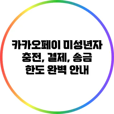 카카오페이 미성년자 충전, 결제, 송금 한도 완벽 안내