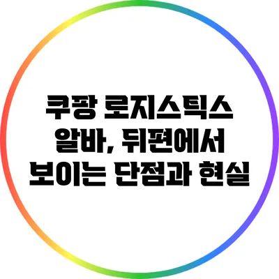쿠팡 로지스틱스 알바, 뒤편에서 보이는 단점과 현실