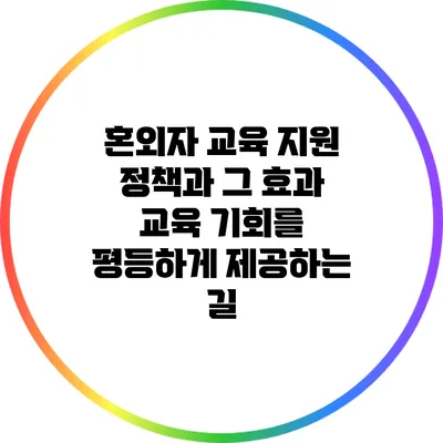 혼외자 교육 지원 정책과 그 효과: 교육 기회를 평등하게 제공하는 길