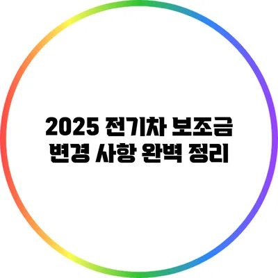 2025 전기차 보조금 변경 사항 완벽 정리