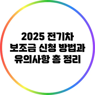 2025 전기차 보조금 신청 방법과 유의사항 총 정리