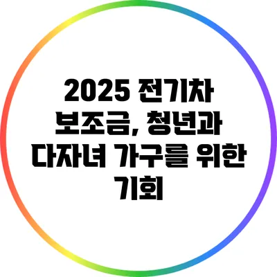 2025 전기차 보조금, 청년과 다자녀 가구를 위한 기회