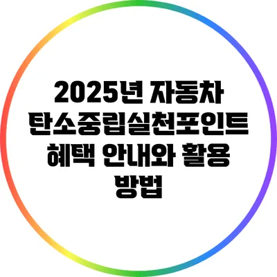 2025년 자동차 탄소중립실천포인트 혜택 안내와 활용 방법