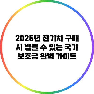 2025년 전기차 구매 시 받을 수 있는 국가 보조금 완벽 가이드