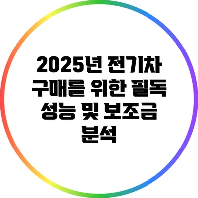 2025년 전기차 구매를 위한 필독 성능 및 보조금 분석