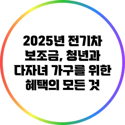 2025년 전기차 보조금, 청년과 다자녀 가구를 위한 혜택의 모든 것