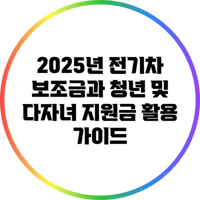 2025년 전기차 보조금과 청년 및 다자녀 지원금 활용 가이드