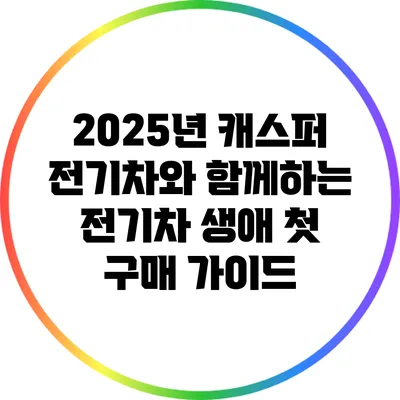 2025년 캐스퍼 전기차와 함께하는 전기차 생애 첫 구매 가이드
