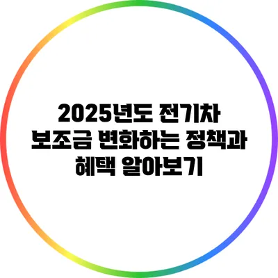 2025년도 전기차 보조금: 변화하는 정책과 혜택 알아보기