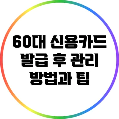60대 신용카드 발급 후 관리 방법과 팁