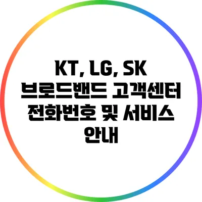 KT, LG, SK 브로드밴드 고객센터 전화번호 및 서비스 안내