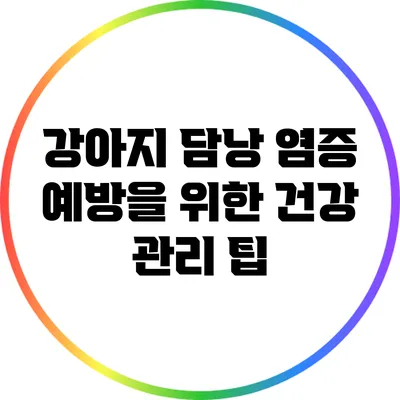 강아지 담낭 염증 예방을 위한 건강 관리 팁