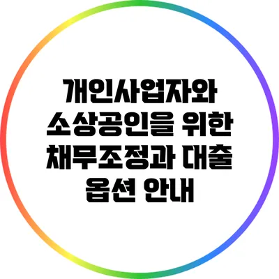 개인사업자와 소상공인을 위한 채무조정과 대출 옵션 안내