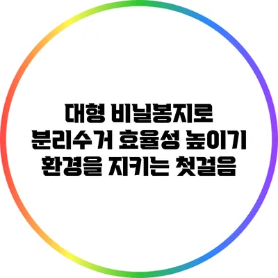 대형 비닐봉지로 분리수거 효율성 높이기: 환경을 지키는 첫걸음