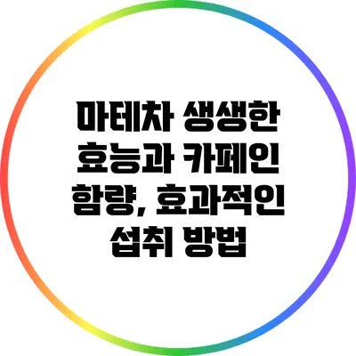 마테차: 생생한 효능과 카페인 함량, 효과적인 섭취 방법