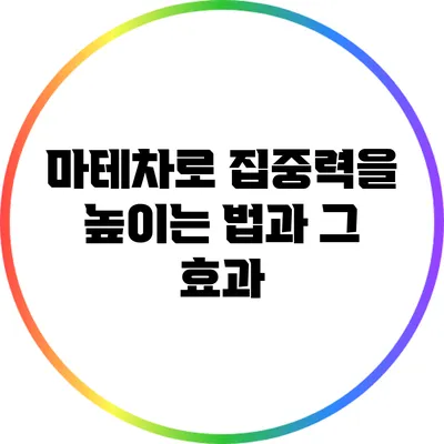 마테차로 집중력을 높이는 법과 그 효과