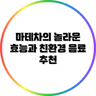 마테차의 놀라운 효능과 친환경 음료 추천