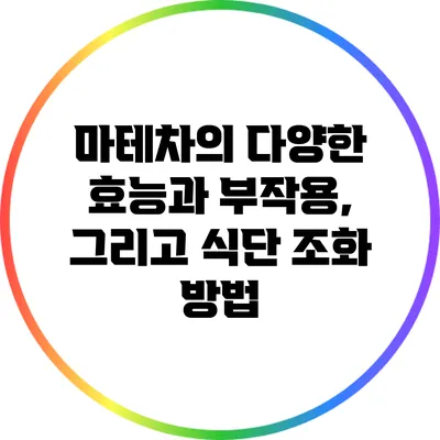 마테차의 다양한 효능과 부작용, 그리고 식단 조화 방법