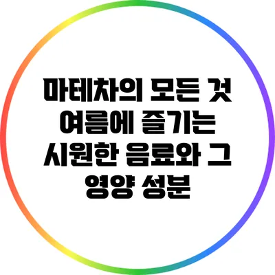 마테차의 모든 것: 여름에 즐기는 시원한 음료와 그 영양 성분