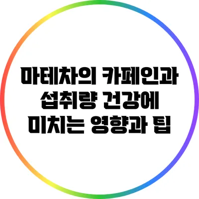 마테차의 카페인과 섭취량: 건강에 미치는 영향과 팁