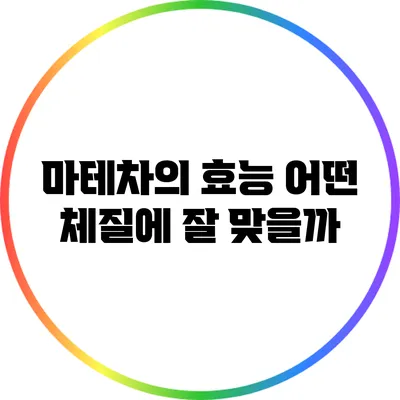 마테차의 효능: 어떤 체질에 잘 맞을까?