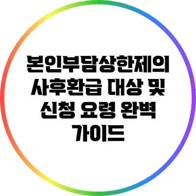 본인부담상한제의 사후환급 대상 및 신청 요령 완벽 가이드