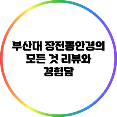 부산대 장전동안경의 모든 것: 리뷰와 경험담