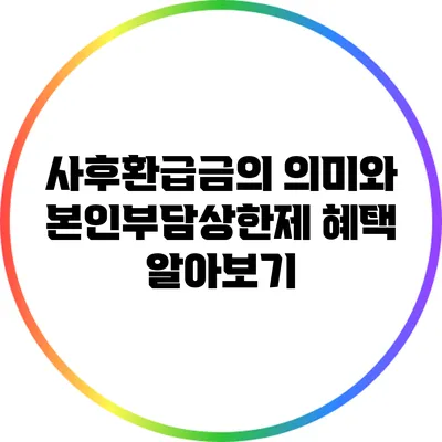 사후환급금의 의미와 본인부담상한제 혜택 알아보기