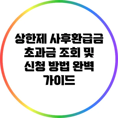 상한제 사후환급금 초과금 조회 및 신청 방법 완벽 가이드