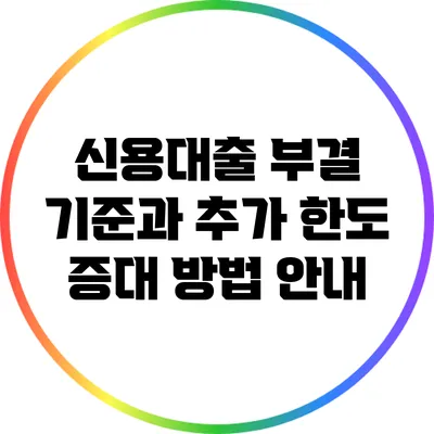 신용대출 부결 기준과 추가 한도 증대 방법 안내