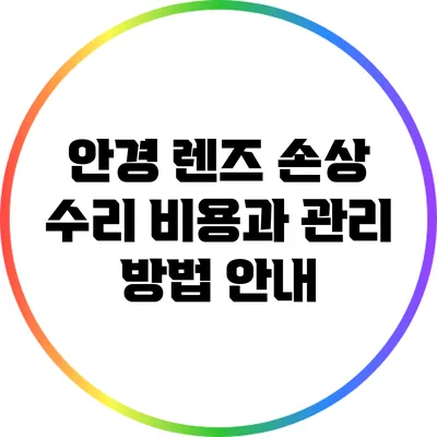 안경 렌즈 손상 수리 비용과 관리 방법 안내