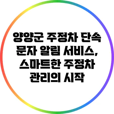 양양군 주정차 단속 문자 알림 서비스, 스마트한 주정차 관리의 시작