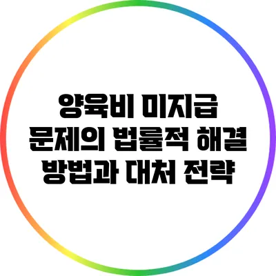 양육비 미지급 문제의 법률적 해결 방법과 대처 전략