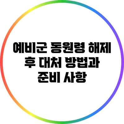 예비군 동원령 해제 후 대처 방법과 준비 사항