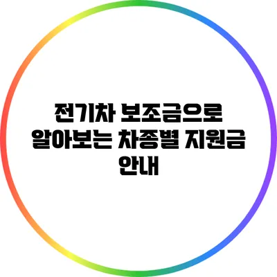 전기차 보조금으로 알아보는 차종별 지원금 안내