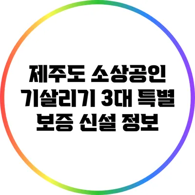제주도 소상공인 기살리기: 3대 특별 보증 신설 정보