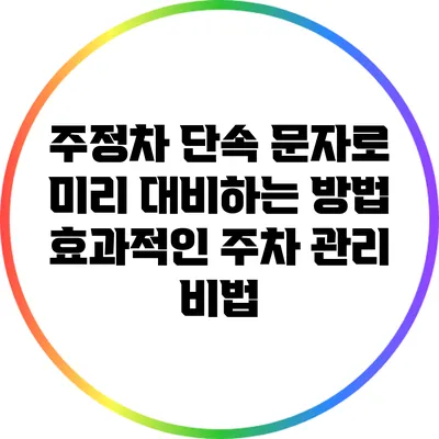 주정차 단속 문자로 미리 대비하는 방법: 효과적인 주차 관리 비법
