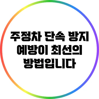 주정차 단속 방지: 예방이 최선의 방법입니다