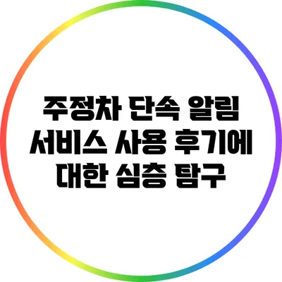 주정차 단속 알림 서비스 사용 후기에 대한 심층 탐구