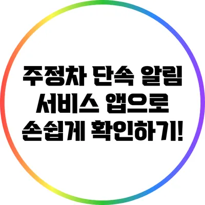 주정차 단속 알림 서비스: 앱으로 손쉽게 확인하기!
