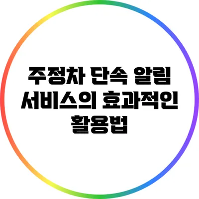 주정차 단속 알림 서비스의 효과적인 활용법