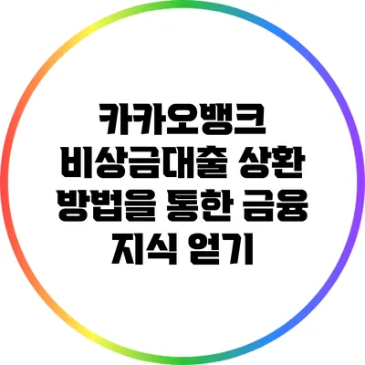 카카오뱅크 비상금대출 상환 방법을 통한 금융 지식 얻기