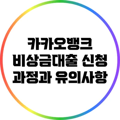 카카오뱅크 비상금대출 신청 과정과 유의사항