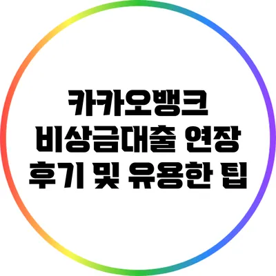 카카오뱅크 비상금대출 연장 후기 및 유용한 팁