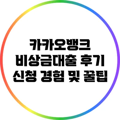 카카오뱅크 비상금대출 후기: 신청 경험 및 꿀팁