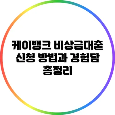 케이뱅크 비상금대출 신청 방법과 경험담 총정리