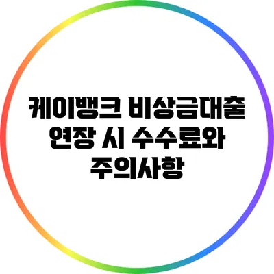 케이뱅크 비상금대출 연장 시 수수료와 주의사항