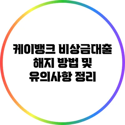 케이뱅크 비상금대출 해지 방법 및 유의사항 정리