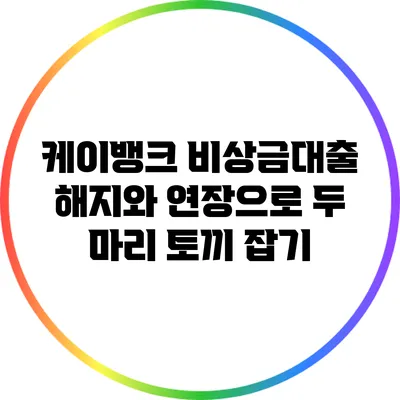 케이뱅크 비상금대출: 해지와 연장으로 두 마리 토끼 잡기