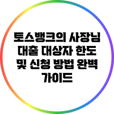토스뱅크의 사장님 대출: 대상자 한도 및 신청 방법 완벽 가이드